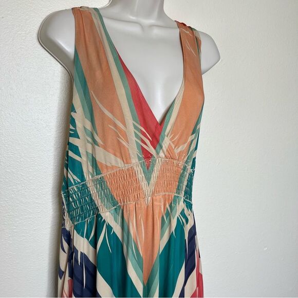 Fresh of LA Chevron Sleeveless Halter Maxi Dress Surplice Made in USA Women XL - Picture 3 of 11